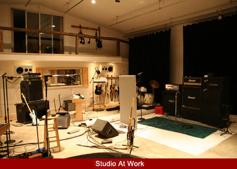 Studio A in midst of recording session